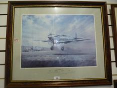 Framed and glazed signed limited edition print entitled ' First Flight of The Spitfire' 05.3.1936 si