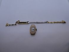 Vintage 9ct yellow gold watch marked 'LS' '375' and rolled gold strap - NOT ATTACHED