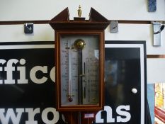 Edwardian mahogany inlaid stick barometer