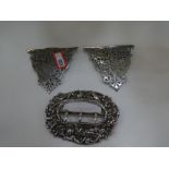 Three silver pierced and ornate designed buckles of good quality, various hallmarks incl. Robert Pri