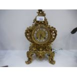 19th Century french gilt ormolu mantle clock with porcelain roman numerals to dial