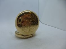 Late 19th/ early 20th Century enameled dial gold plated pocket watch IW Benson, London gross weight