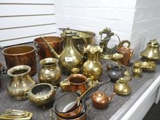 Large quantity of good quality brass and copperware incl. copper measures, brass vases etc