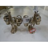 Pair of Peruvian silver salt and pepper shakers of a camel. interesting and unique design, mid/late