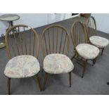 Set 4 hoop and stick back kitchen chairs by Ercol
