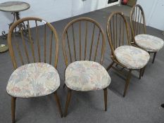 Set 4 hoop and stick back kitchen chairs by Ercol