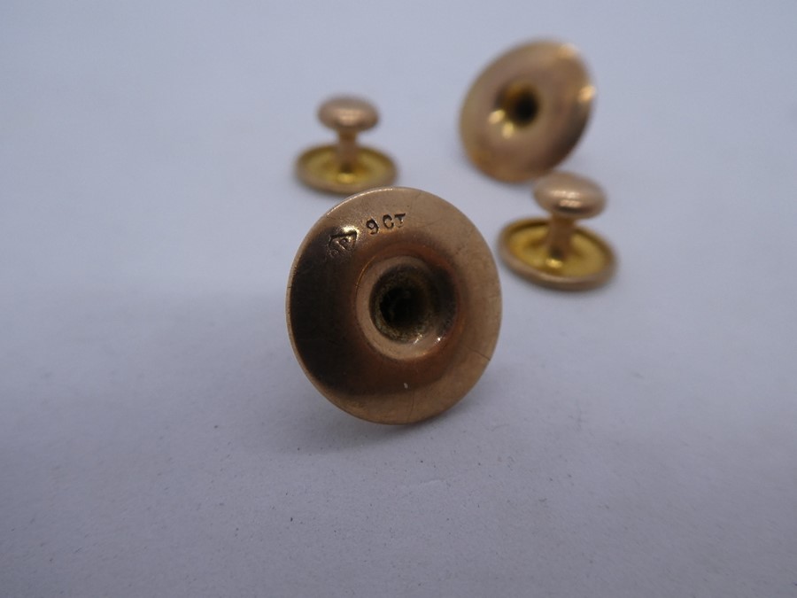 4 Gents 9ct yellow gold dress studs, marked 9ct, OP and SS, 3.2g - Image 2 of 3