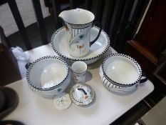 Art Deco black and white design bedroom set incl. ewer and basin etc made by Shelley