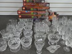 Large quantity of good quality drinking vessels, decanter, cheese dish etc