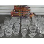 Large quantity of good quality drinking vessels, decanter, cheese dish etc