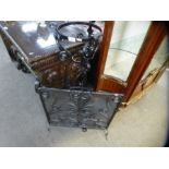 Hand crafted ornate design floor standing jardinière stand and a similar fire guard