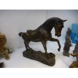 Contemporary sculpture of a stallion in bronze, signed B.Elton height 35cm