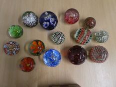 Quantity of paperweights incl. Sanders and Wallace and Whitefriars/Caithness examples 'Garland of Ro