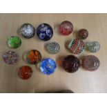 Quantity of paperweights incl. Sanders and Wallace and Whitefriars/Caithness examples 'Garland of Ro