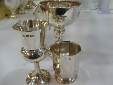 Silver trophy cup hallmarked Birmingham 1931 Alexanda Clark and Co, with 2 smaller cups hallmarked s