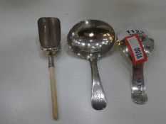 Three Georgian silver caddy spoons of high quality, one Birmingham, William Purgh