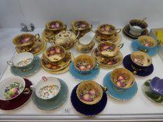 Quantity of mainly Aynsley teaware decorated with fruit, and other patterns