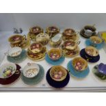 Quantity of mainly Aynsley teaware decorated with fruit, and other patterns