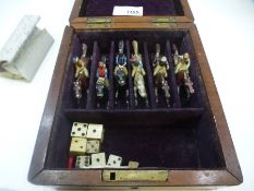 19th Century boxed set of horses for the game 'Steeple Chasers' with hand written instructions on ho