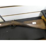 Antique muzzle loaded musket, walnut chequered stock