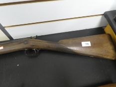 Antique muzzle loaded musket, walnut chequered stock