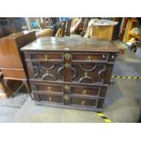 Early 18th Century Oak block fronted chest of 2 short over 3 long drawers complete with panel sides