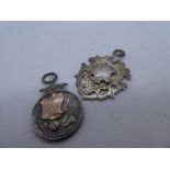 2 Hallmarked silver football medallions inscribed RAF Andover 1921-22