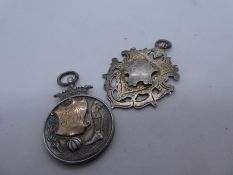 2 Hallmarked silver football medallions inscribed RAF Andover 1921-22