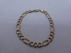 9ct yellow gold curb link bracelet, marked 9K, 8.8g