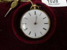 Continental 18K yellow gold cased ladies pocket watch, signed E Bonnet Et Fils Geneve, af hand missi