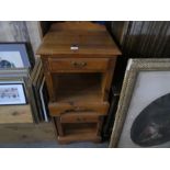 Pair of waxed pine bedside cabinets each with a drawer