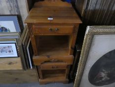 Pair of waxed pine bedside cabinets each with a drawer
