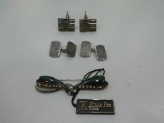 Two pairs of silver cufflinks hallmarked, with a Pierre Bex France brooch of very good quality and d