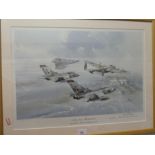 Framed and glazed limited edition print '617 Squadron' The Dambusters pencil signed Wg Cdr PJD Peter