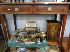 Edwardian inlaid 2 drawer mahogany side table