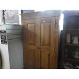 Waxed pine Victorian style 2 door wardrobe with base drawer