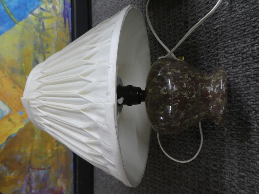 Modern Laura Ashley marble table lamp, pair of pretty Doulton Burslem floral decorated vases and a l - Image 4 of 4