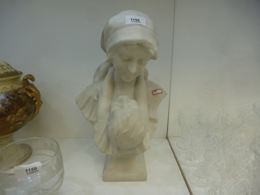 Late 19th Century white marble bust of a mother and her child possibly continental signed 'A. Guerri