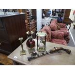 Turkish Shish pipe, sand timer, Islamic pistol, bell etc