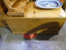 Victorian stripped pine blanket box and Victorian dressing table mirror