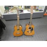 2 Vintage acoustic guitars marked KC333 and Palmer