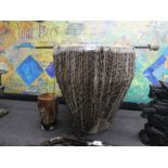 Large tribal drum and smaller example