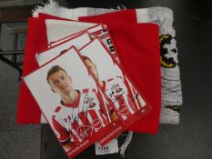 Southampton signed football scarf and selection signed postcards