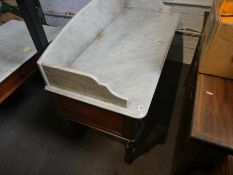 Victorian Marble top galleried back dressing table with 5 drawers on turned supports