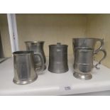 5 Nautical themed pewter tankards including Ralph Herring Trophy Race 1967