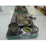 A mixed lot of mainly silver plate and white metal item with a silver dressing table brush hallmarke