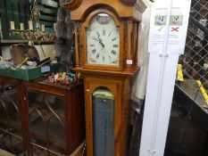 Cherry wood longcase clock with German rocking ship movement