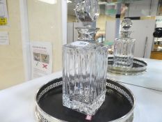 A large heavy sterling silver topped lead crystal decanter of high quality hallmarked Sheffield 2006