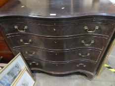 Mahogany serpentine front chest of 4 long drawers and brushing slide, of 18th century style