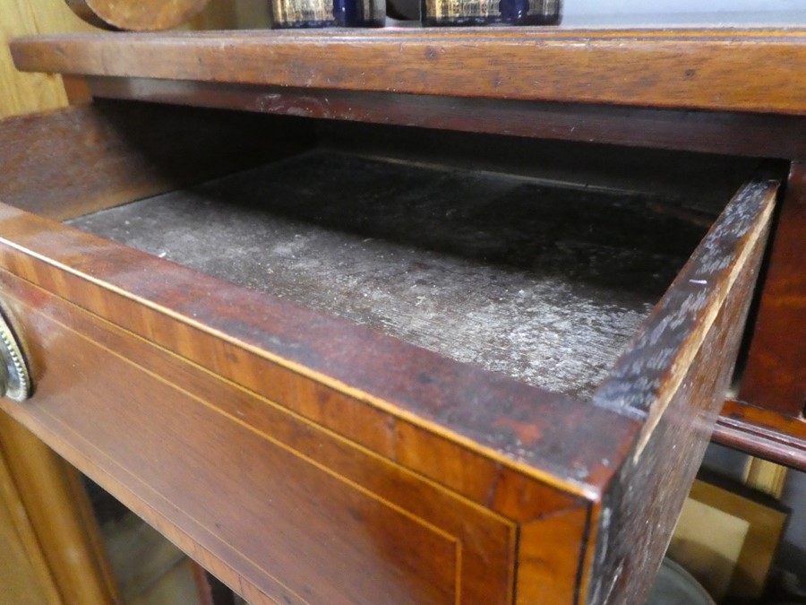 Edwardian inlaid 2 drawer mahogany side table - Image 4 of 4